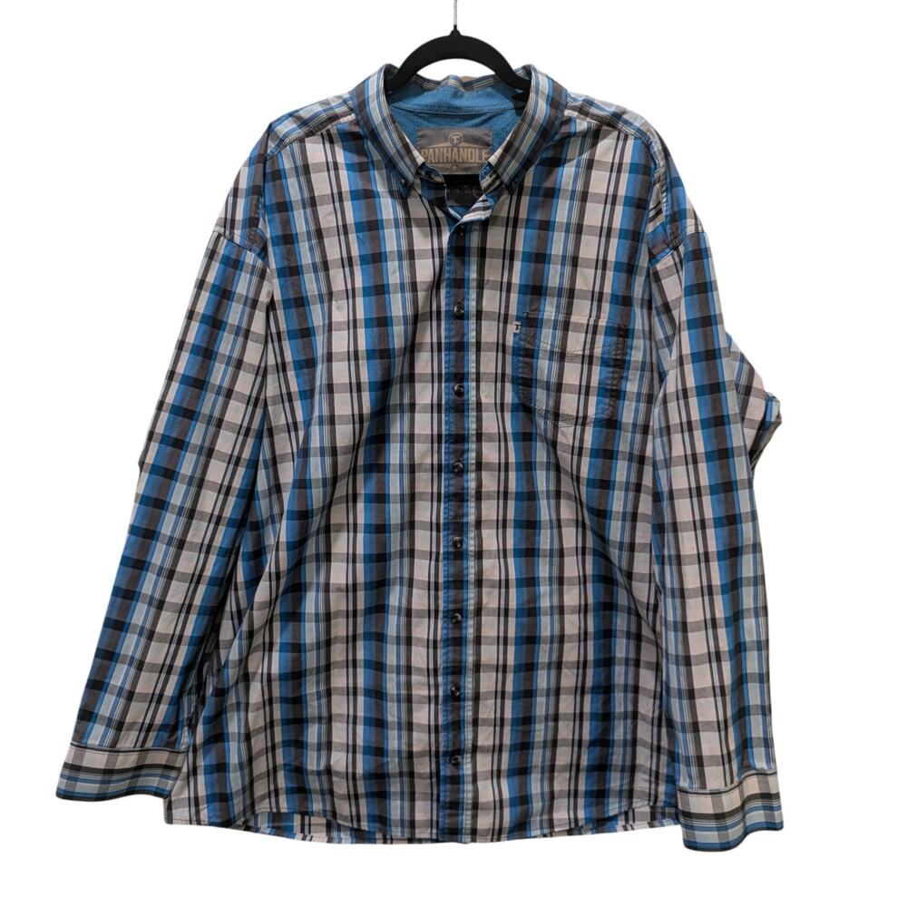 Panhandle Tuf Cooper Blue Plaid Button Down XXL
